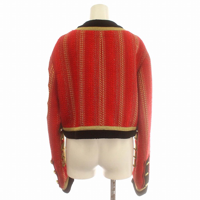 ジバンシィ ノーカラージャケット ツイード ノーカラー チドリ柄 金ボタン