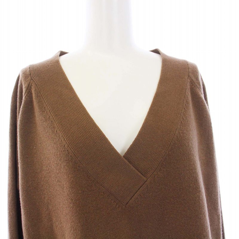 ドゥーズィエムクラス DEUXIEME CLASSE 19AW ミドルゲージニット セーター 長袖 Vネック カシミヤ混 茶 ブラウン 19080500719030 ドゥーズィエムクラス DEUXIEME CLASSE 19AW ミドルゲージニット
