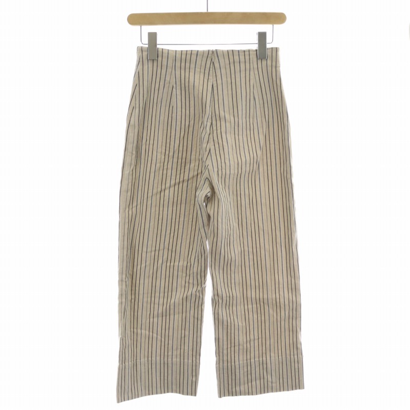 GALERIE VIE リネン セミワイドクロップドパンツ 総柄 S~M 極美品 ☆GALERIE VIE コットンリネンストレッチセミワイドクロップド