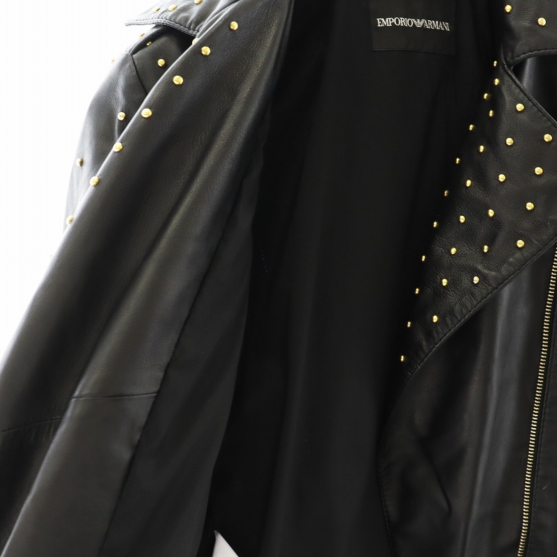 ひめ　エンポリオアルマーニ　ラムレザージャケット　ダブルライダース　38 エンポリオアルマーニ EMPORIO ARMANI ライダースジャケット