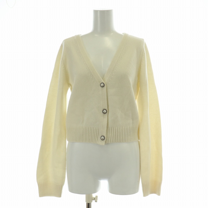 フォクシー ニットカーディガン 長袖 Vネック ビジュー カシミヤ