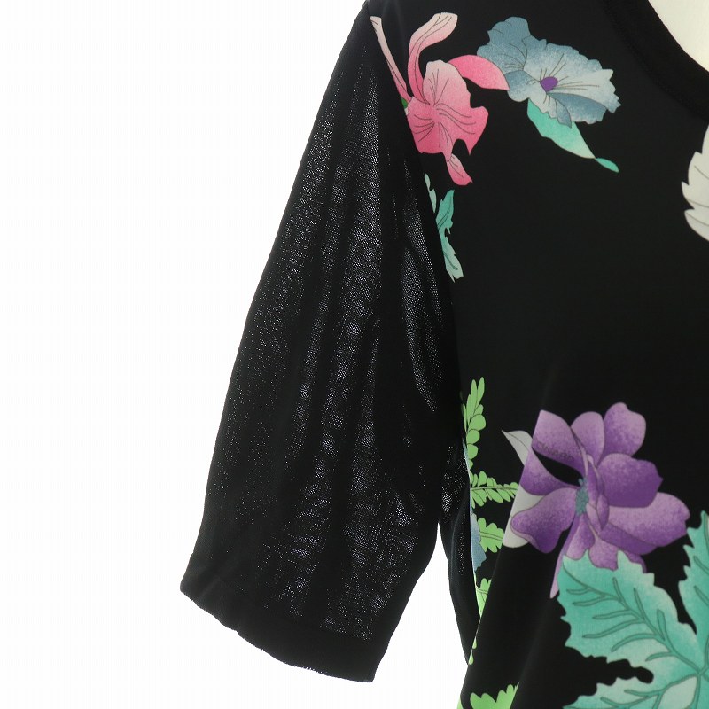 レオナール LEONARD カットソー ニット 半袖 Uネック 切替 ストレッチ  