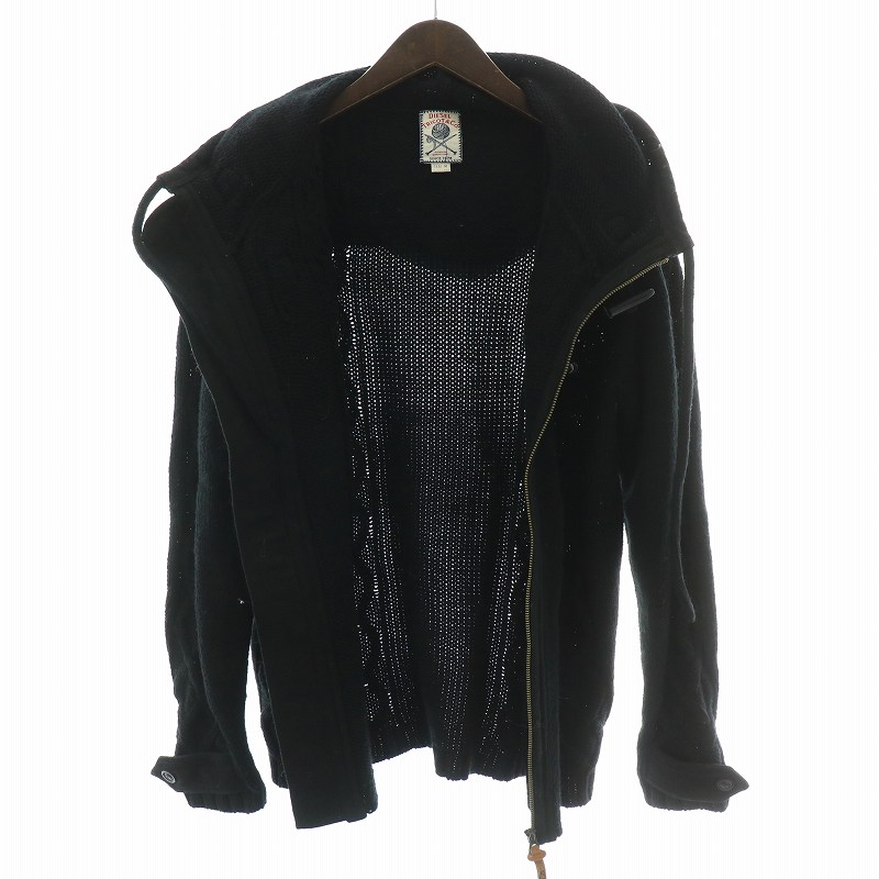 DIESEL メンズ フード付きニットジャケット 黒 ショップバッグ付 サイズL