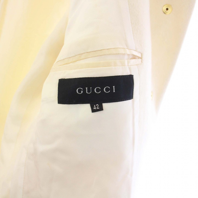 グッチ ロングコート アウター カシミヤ ハイネック アイボリー レディース