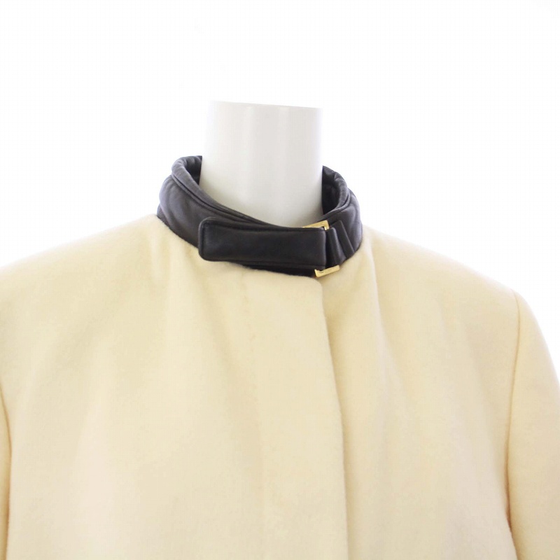 グッチ ロングコート アウター カシミヤ ハイネック アイボリー レディース