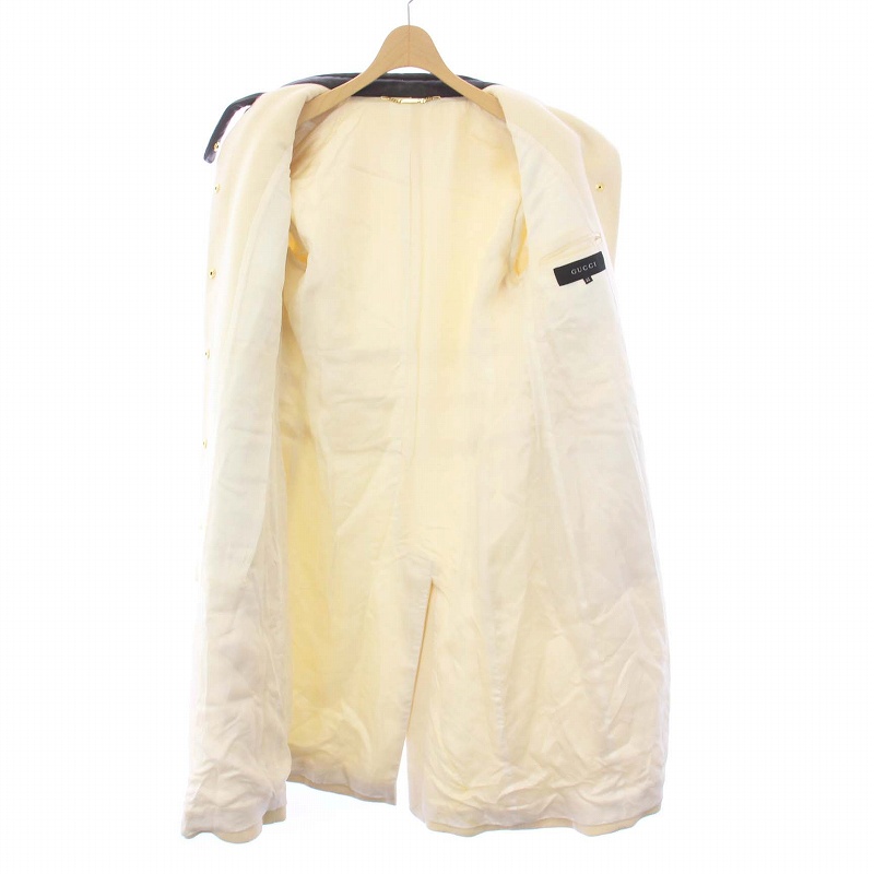 グッチ ロングコート アウター カシミヤ ハイネック アイボリー レディース