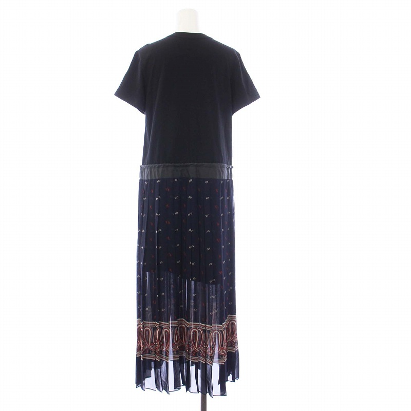 サカイ sacai ドッキングワンピース 半袖 ロング プリーツ 切替  