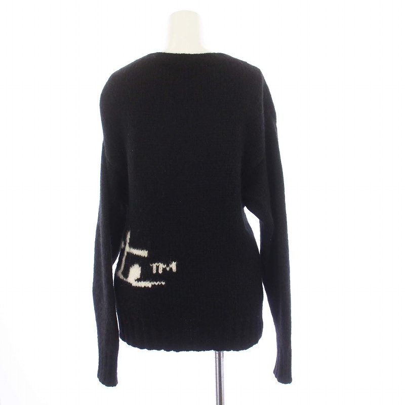 オフホワイト OFF WHITE 21AW インターシャ ニット セーター 長袖 アルパカ混 38 黒 OWHE036E20KNI003 /KH レディース オフホワイト OFF WHITE 21AW インターシャ ニット セーター
