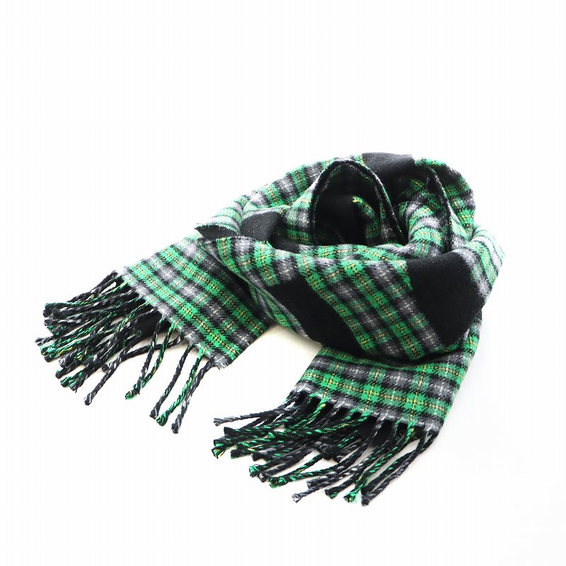 【新品未使用】BALENCIAGA バレンシアガ チェック柄 ウール マフラー バレンシアガ BALENCIAGA マフラー フリンジ チェック柄 ロゴ ウール