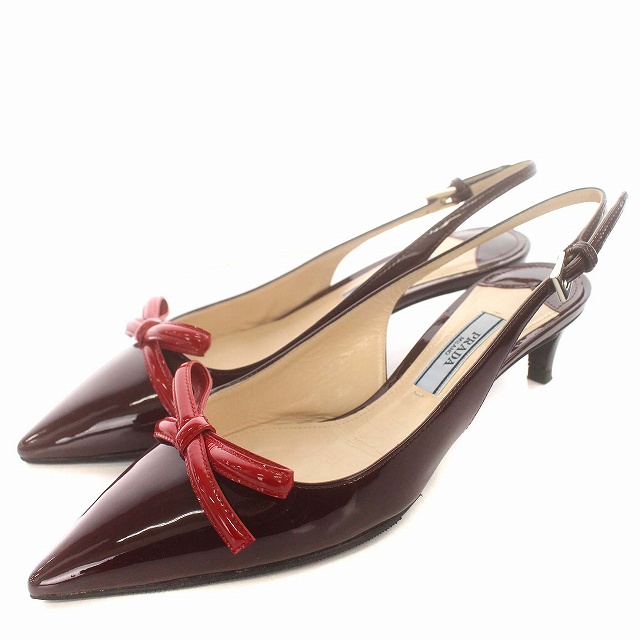 プラダのエナメルパンプス バックストラップ 【公式通販】