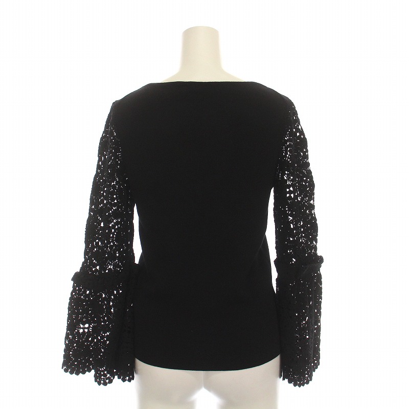 未使用品 ジェンヌ JENNE 24AW レーススリーブニットトップス カットソー 刺繍 長袖 S ブラック sks24aw-nt05 /YM レディース 未使用品 ジェンヌ JENNE 24AW レーススリーブニットトップス