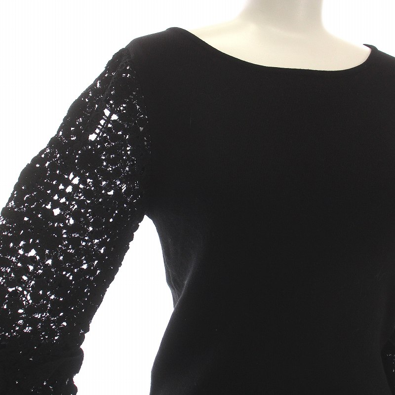 未使用品 ジェンヌ JENNE 24AW レーススリーブニットトップス カットソー 刺繍 長袖 S ブラック sks24aw-nt05 /YM レディース 未使用品 ジェンヌ JENNE 24AW レーススリーブニットトップス