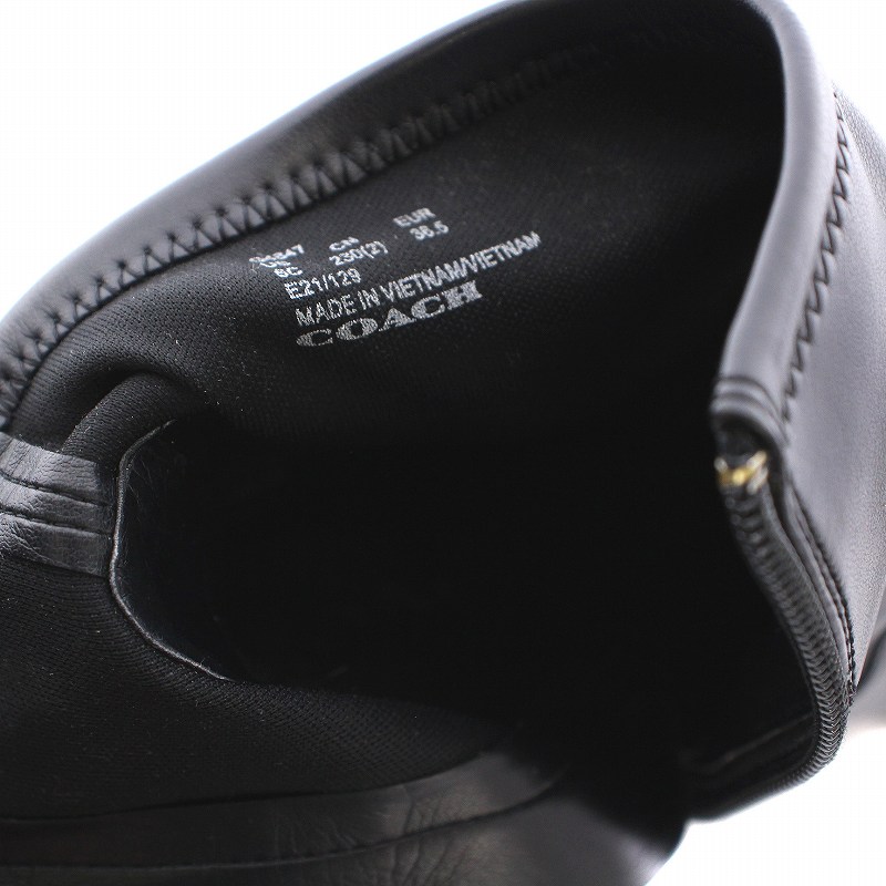 コーチ COACH スタッズレザーブーツ ショート US6C 23cm 黒