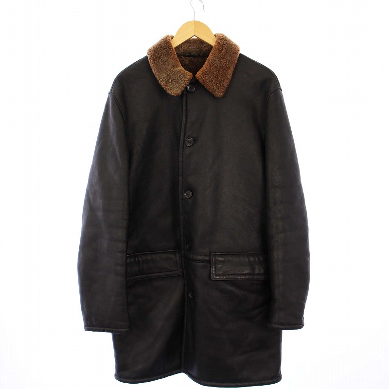 ヒューゴボス HUGO BOSS ムートンコート アウター ロング 52 ブラック