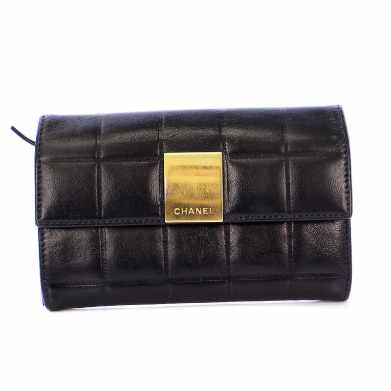 シャネル CHANEL チョコバー 小銭入れ コインケース レザー ブラック 7 