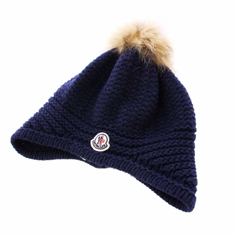 モンクレール MONCLER ニット帽 ニットキャップ ラクーンファー