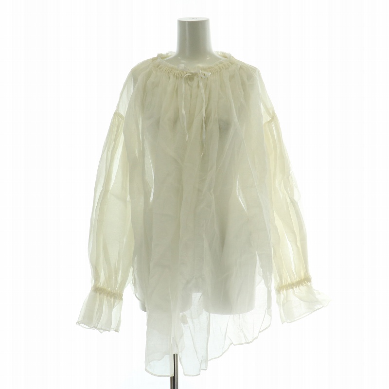 エンリカ enrica GATHER ギャザーブラウス シャツ フレア 長袖 リボン シルク混 F 白 ホワイト /BB レディース エンリカ enrica GATHER ギャザーブラウス シャツ フレア 長袖