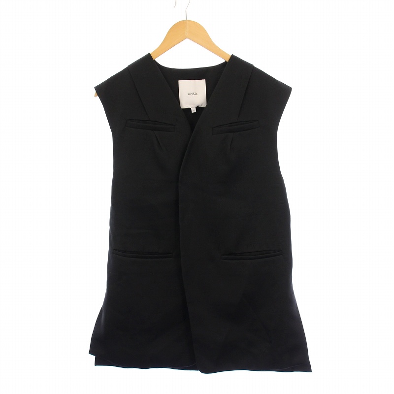 UN3D. サテンベスト Vネック 前開き 36 黒 522310103401 アンスリード UN3D. 23SS SATIN VEST サテンベスト Vネック 前開き 36