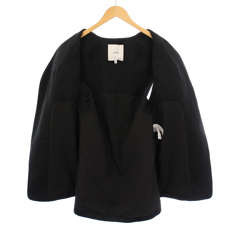 UN3D. サテンベスト Vネック 前開き 36 黒 522310103401 アンスリード UN3D. 23SS SATIN VEST サテンベスト Vネック 前開き 36