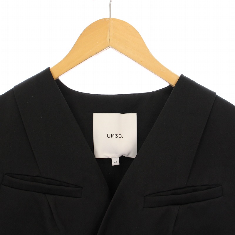 UN3D. サテンベスト Vネック 前開き 36 黒 522310103401 アンスリード UN3D. 23SS SATIN VEST サテンベスト Vネック 前開き 36
