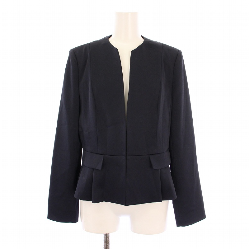 美品　ANAYI ペムラム ノーカラージャケット 40 紺 ネイビー バスケット セットアップ対応商品】バスケットペプラム ジャケット | ANAYI