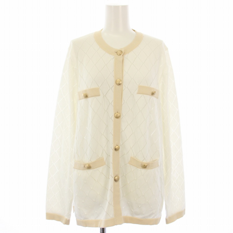 アナイ ANAYI 24SS プレイドパターンバイカラー カーディガン 長袖 38 白 ベージュ 102418-16-580-02-380 /TK レディース アナイ ANAYI 24SS プレイドパターンバイカラー カーディガン