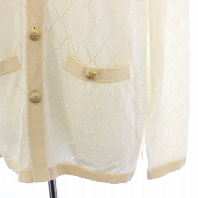 アナイ ANAYI 24SS プレイドパターンバイカラー カーディガン 長袖 38 白 ベージュ 102418-16-580-02-380 /TK レディース アナイ ANAYI 24SS プレイドパターンバイカラー カーディガン