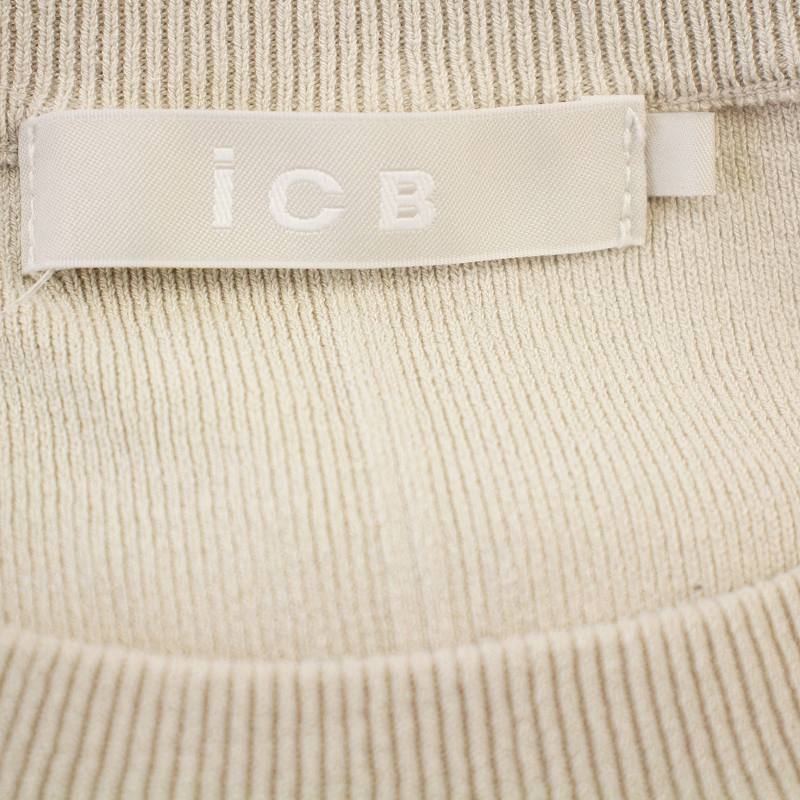 アイシービー iCB 24AW クロスコンビ ニットプルオーバー レイヤード シャツ カットソー 長袖 L グレージュ 白 アイシービー iCB 24AW クロスコンビ ニットプルオーバー
