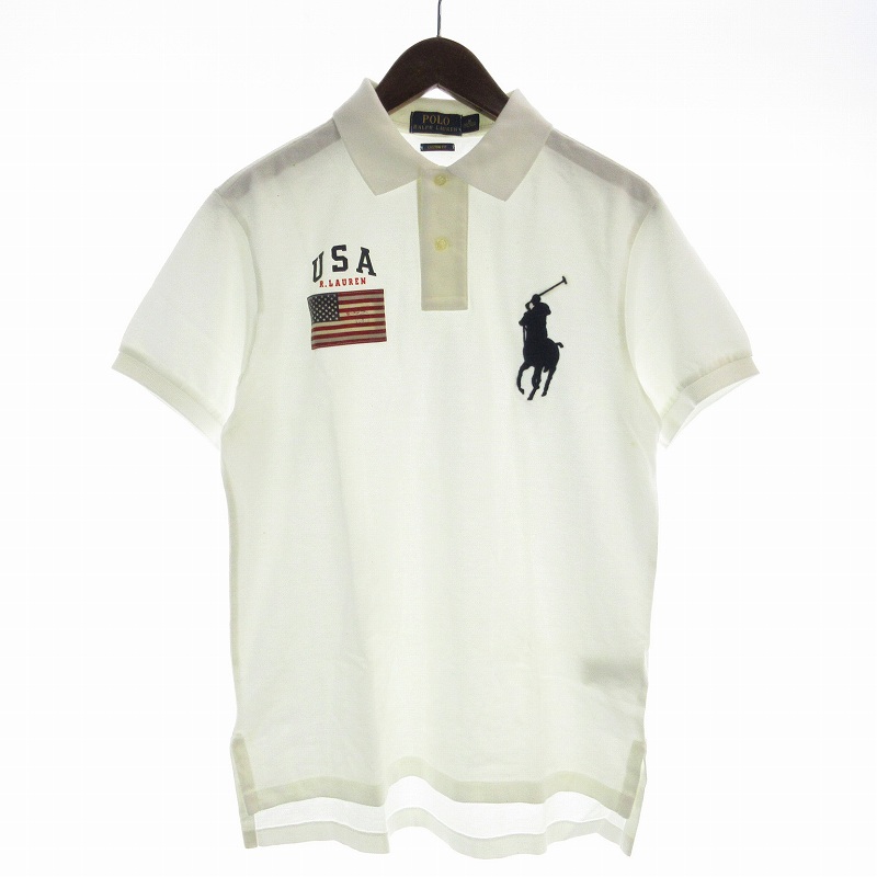 ポロ ラルフローレン POLO RALPH LAUREN ポロシャツ 半袖 ロゴ M 白 