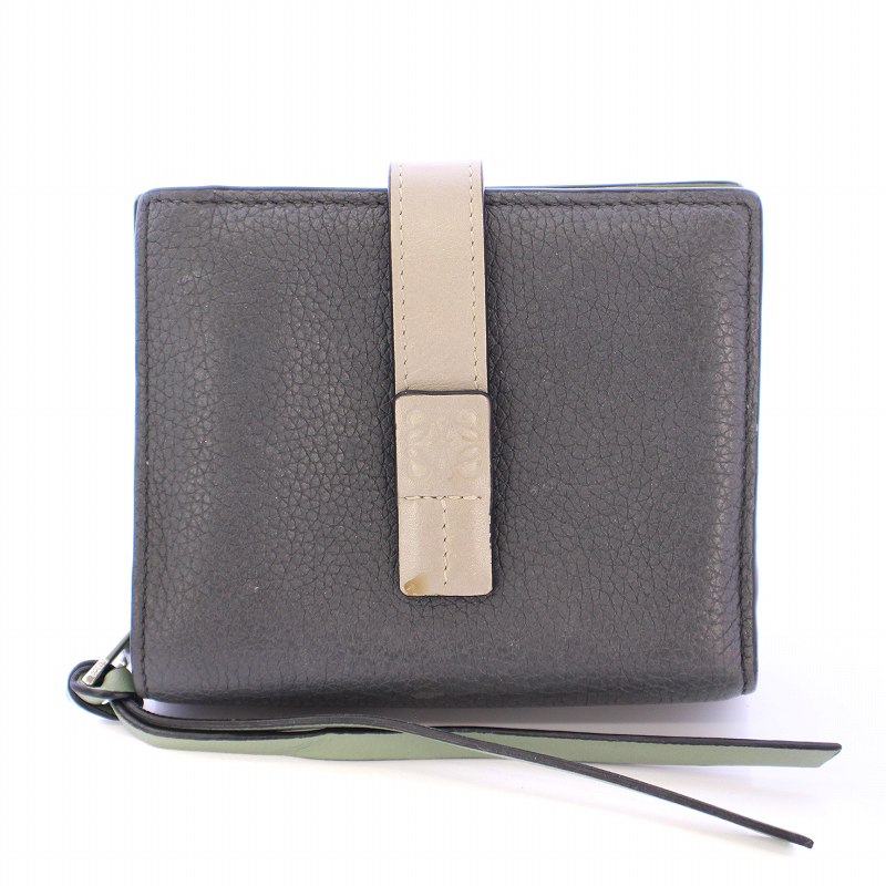 ロエベ LOEWE コンパクト ジップウォレット 二つ折り財布 レザー 