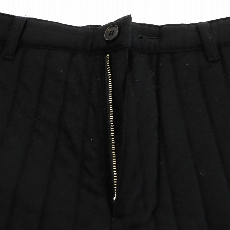 【中古】マツフジ MATSUFUJI Stripe QuiIted Trousers ワイドパンツ 中綿 2 黒 ブラック M203-0401 /AN44 メンズ マツフジ MATSUFUJI Stripe QuiIted Trousers ワイドパンツ 中綿 2 黒