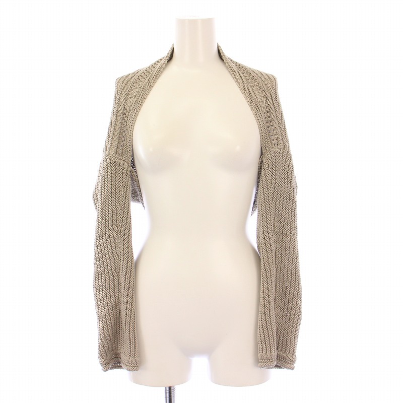 フォクシー FOXEY Vacation Bolero バケーションボレロ ニットカーディガン 長袖 ショート丈 前開きトッパー 麻 リネン F グレージュ フォクシー FOXEY Vacation Bolero バケーションボレロ ニット