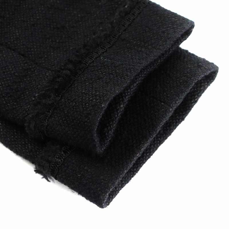 【中古】ブケ ドゥ リュンヌ BOUQUET de L'UNE ノーカラージャケット ツイード 金ボタン F 黒 ブラック BQ214-501 ブケ ドゥ リュンヌ BOUQUET de L'UNE ノーカラージャケット ツイード