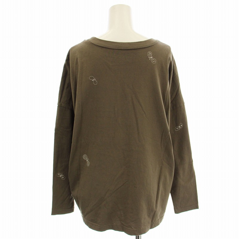 ミナペルホネン mina perhonen ロンT カットソー xs8338 choucho Tシャツ 長袖 蝶々 刺繍 38 茶 ブラウン ミナペルホネン mina perhonen ロンT カットソー xs8338 choucho