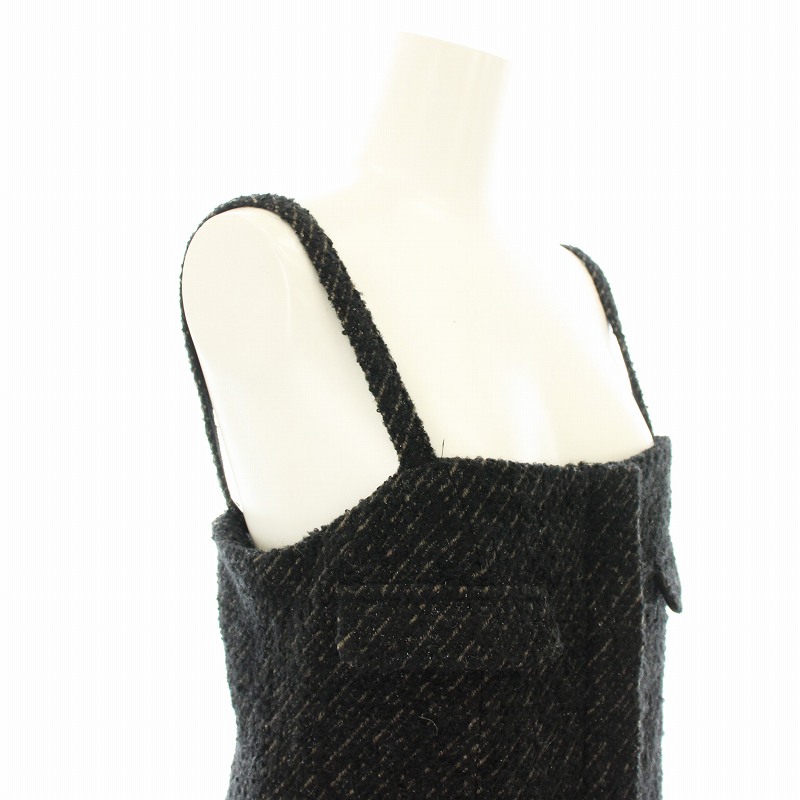 アメリヴィンテージ 23AW GLITTER TWEED VEST ビスチェ ベスト キャミソール ツイード ウール混 モヘヤ混 F ブラック ベージュ アメリヴィンテージ Ameri VINTAGE 23AW GLITTER TWEED VEST
