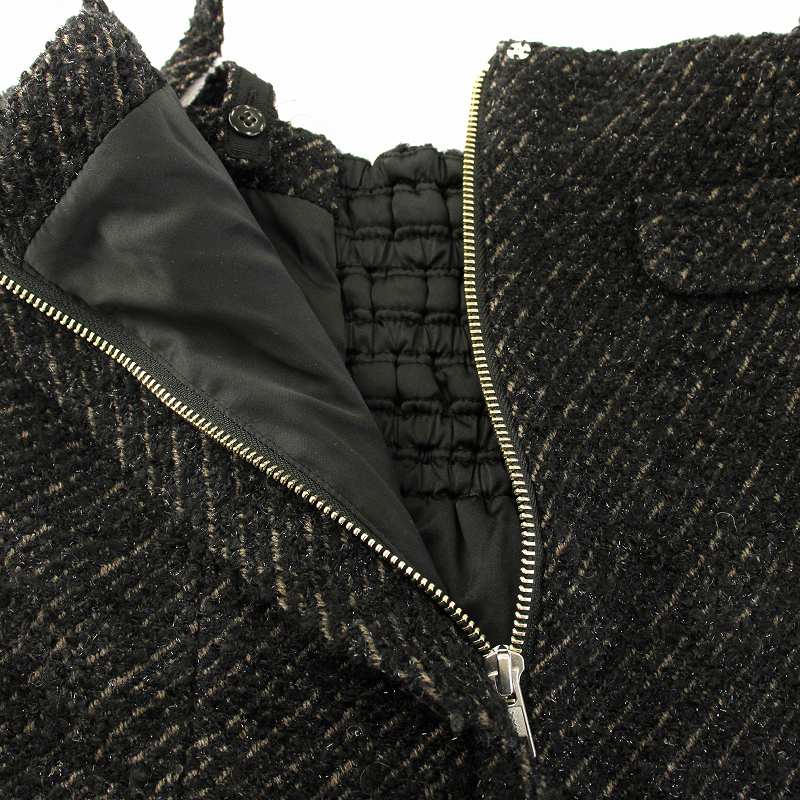 アメリヴィンテージ 23AW GLITTER TWEED VEST ビスチェ ベスト キャミソール ツイード ウール混 モヘヤ混 F ブラック ベージュ アメリヴィンテージ Ameri VINTAGE 23AW GLITTER TWEED VEST
