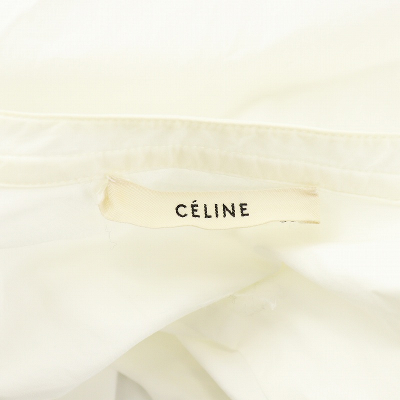 【中古】セリーヌ CELINE シャツ ブラウス ノーカラー 長袖 コットン 34 白 ホワイト 2 0Z79/6262 /AN49 レディース セリーヌ CELINE シャツ ブラウス ノーカラー 長袖 コットン 34 白
