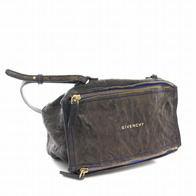 高級✨ジバンシー シワ加工 ショルダーバッグ パンドラ レザー 斜め掛け 黒 ジバンシィ GIVENCHY パンドラ PANDORA ショルダーバッグ レザー