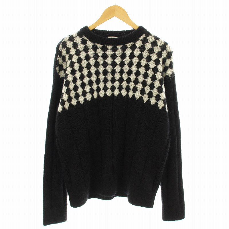 新品 イヴサンローラン アンサンブル ニット 長袖 チェック柄 金ボタンB603 未使用品 サンローラン パリ SAINT LAURENT PARIS 21AW ニット