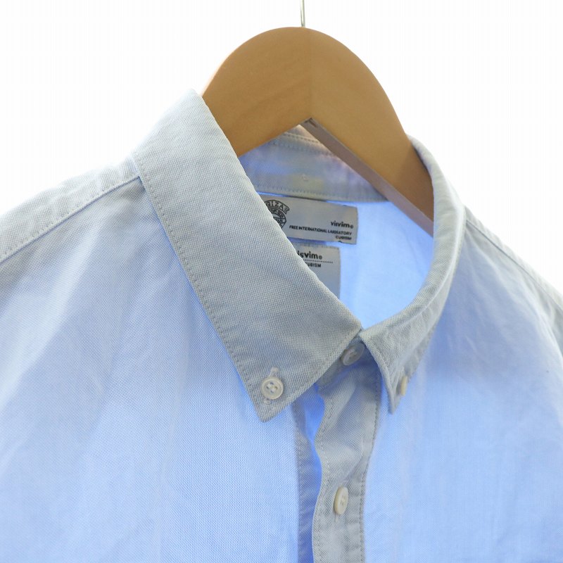 ビズビム VISVIM ボタンダウンシャツ 長袖 刺繍 S ライトブルー