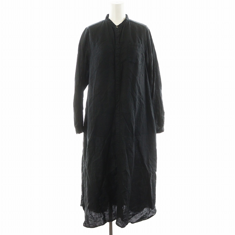 ネストローブ nest Robe ワンピース ロング丈 長袖 リネン 麻 黒