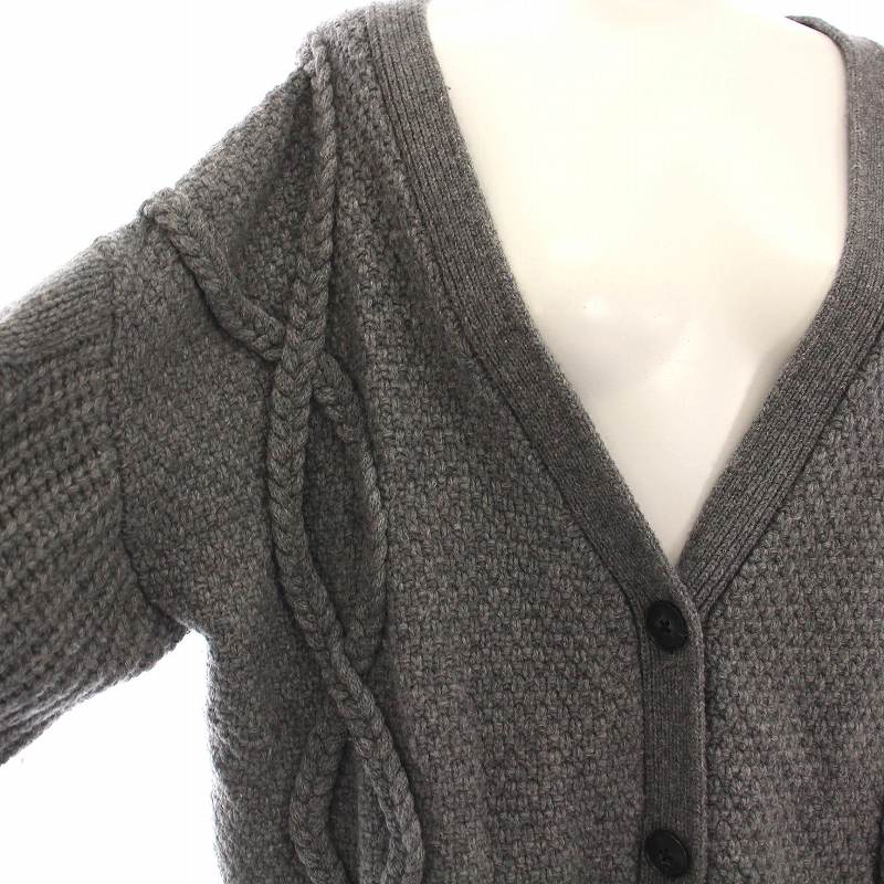 新品！　NKNIT グレー 長袖カーディガン NKNIT logo KNIT cardigan