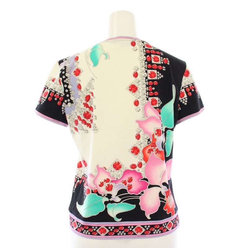 レオナール LEONARD 花柄 カットソー Tシャツ 半袖 クルーネック
