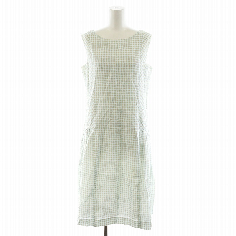 Rene TISSUE ルネ ワンピース チェック柄 コサージュ ネイビー 36