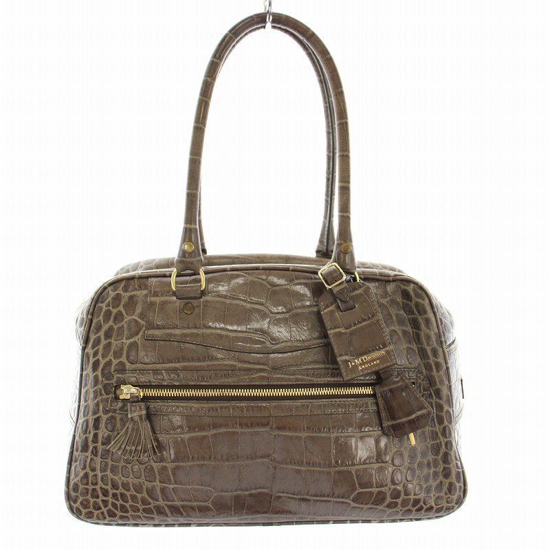 南京錠 クロコ型押し ミニボストンバッグ VIVI J&M DAVIDSON 黒 J&amp