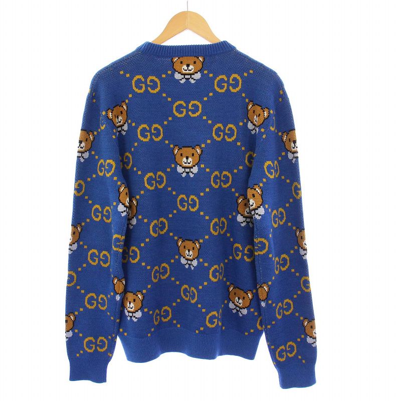 GUCCI セーター　ブルーネイビー　カシミヤ100% グッチ メンズ カシミア100％ クルーネックセーター ネイビー