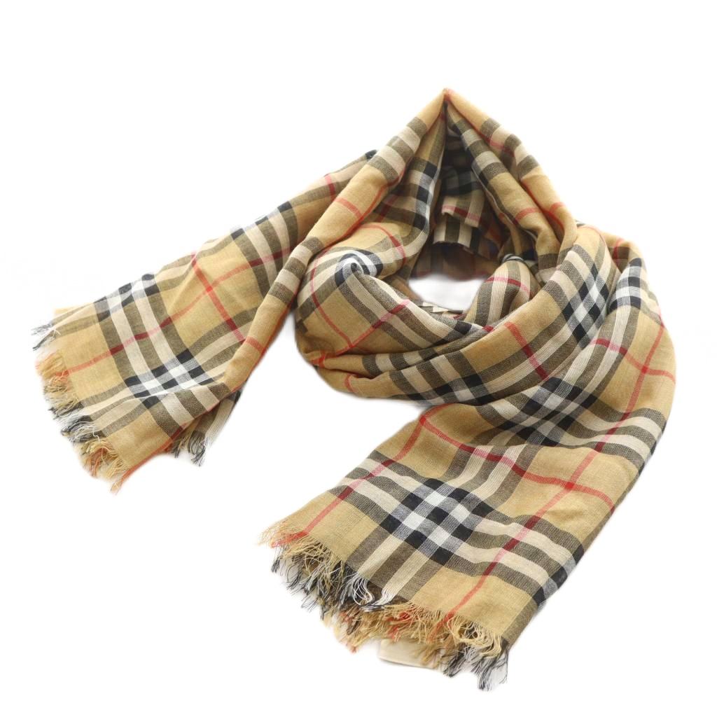 バーバリー　大判ストール　メガチェック　ノバチェック　フリンジ　ブラウン　ウール BURBERRY バーバリー ノバチェック ストール フリンジ ロゴ