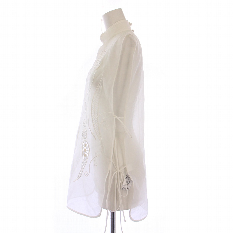 マメクロゴウチ　Sheer Embroidery Vest - white マメクロゴウチSheer Embroidery Vest - white