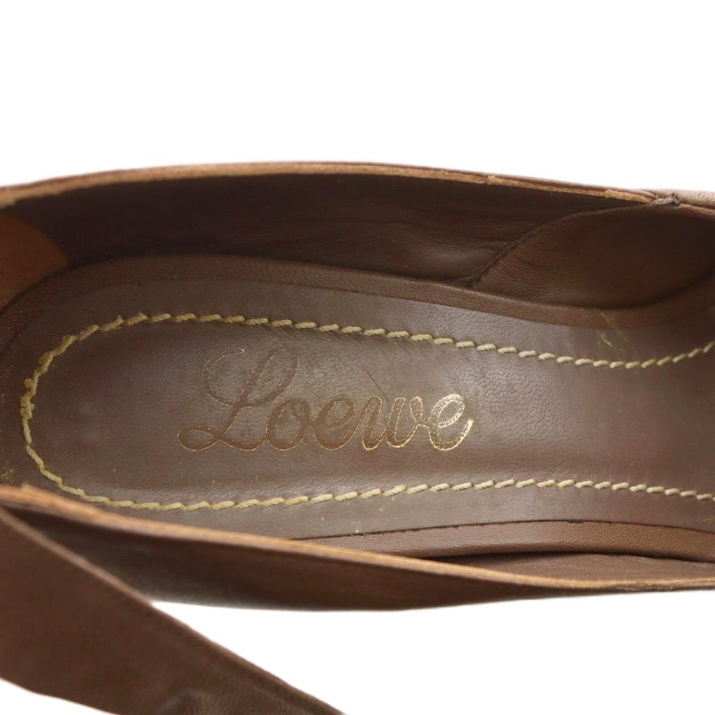 ロエベ LOEWE サンダル ウェッジソール オープントゥ リボン 37