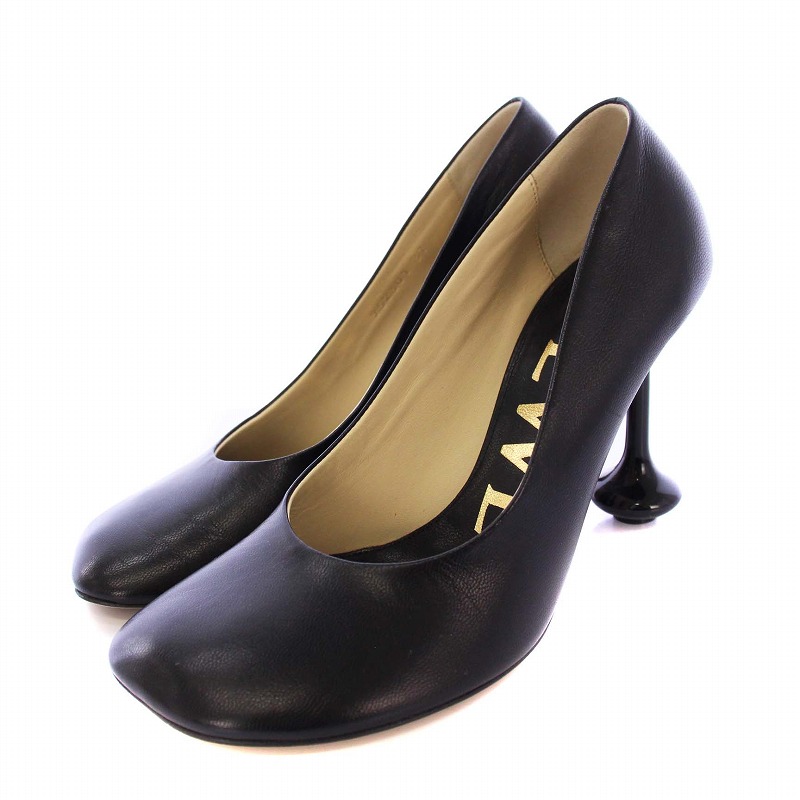 美品　LOEWE ロエベ　トイパンプス　レザー　ブラック　ヒール ロエベ LOEWE TOY トイ パンプス ピンヒール レザー 37 ブラック /KH